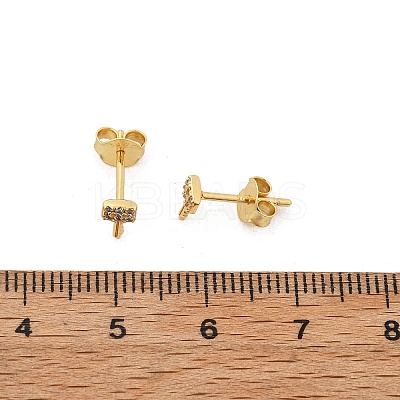 Key 925 Sterling Silver Micro Pave Clear Cubic Zirconia Stud Earrings for Women EJEW-K307-03B-G-1