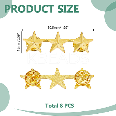 8Pcs Star Zinc Alloy Brooches JEWB-HY0001-40-1