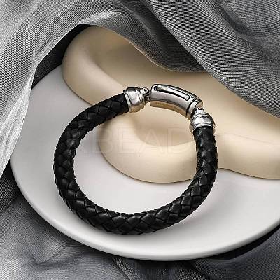 Leather Braided Cord Bracelets AJEW-Q003-01A-1