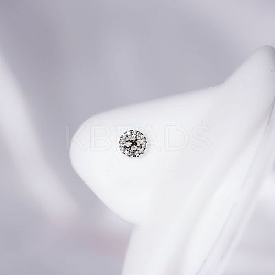 201 Stainless Steel Micro Pave Clear Cubic Zirconia Nose Studs FS-WGACC22-04-1