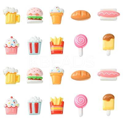 100Pcs 10 Styles Opaque Resin Imitation Food Cabochons RESI-CJ0003-64-1