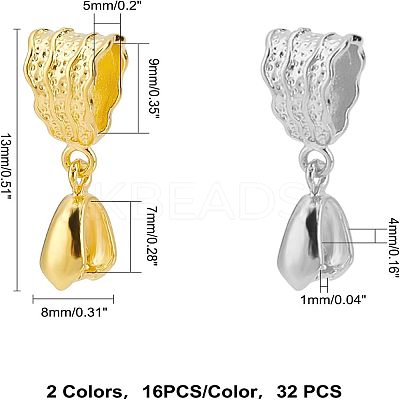 32Pcs 2 Colors Rack Plating Brass Pendant Pinch Bails KK-FH0002-84-1
