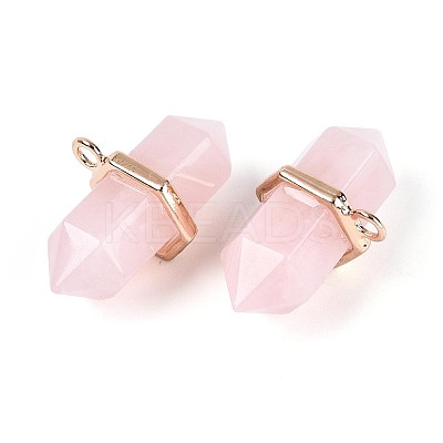 Natural Rose Quartz Double Terminal Pointed Pendants G-N345-09B-1