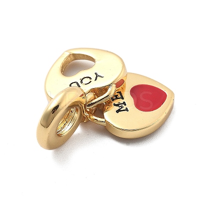 Rack Plating Brass Red Enamel European Dangle Charms KK-Q017-34G-1