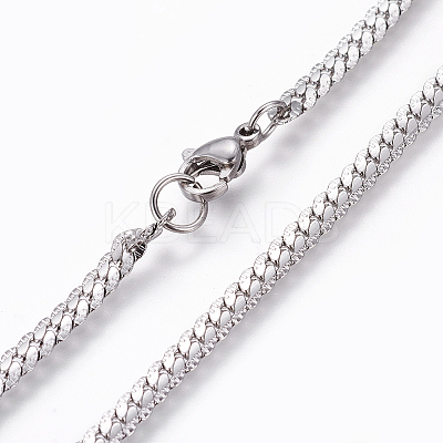 Non-Tarnish 304 Stainless Steel Twisted Chain Curb Chain Necklaces LS-NJEW-L160-004P-1
