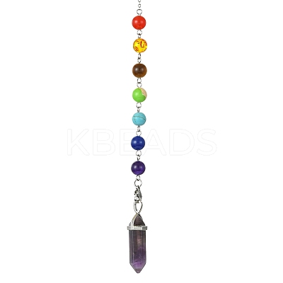 Mixed Gemstone Pointed Dowsing Pendulums PALLOY-JF02254-1