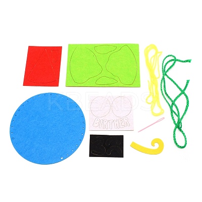 The Earth Day Theme DIY Non Woven Cloth Cartoon Earth-shaped Bag Kits DIY-WH0265-34-1
