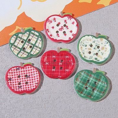 4-Hole Apple Plastic Buttons BUTT-F066-01-1