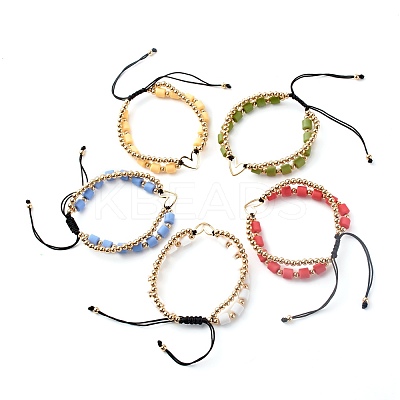 Handmade Polymer Clay Beads Nylon Thread Braided Bead Bracelets BJEW-JB06626-1