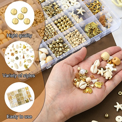 DIY Mixed Shapes Synthetic Turquoise & Wood & CCB Beads Bracelets Making Kits DIY-FS0007-67-1