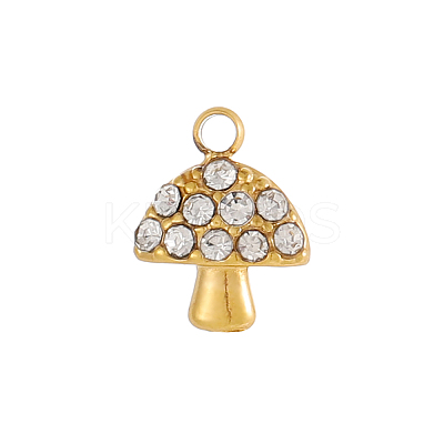 304 Stainless Steel Cubic Zirconia Charms STAS-OY004-03G-1