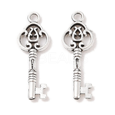 Tibetan Style Alloy Skeleton Key Pendants TIBEP-Q043-014-RS-1