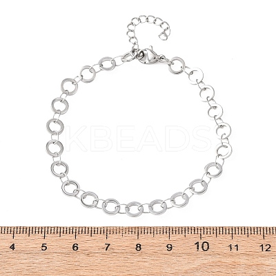 304 Stainless Steel Ring Link Chain Bracelets BJEW-P373-02A-P-1