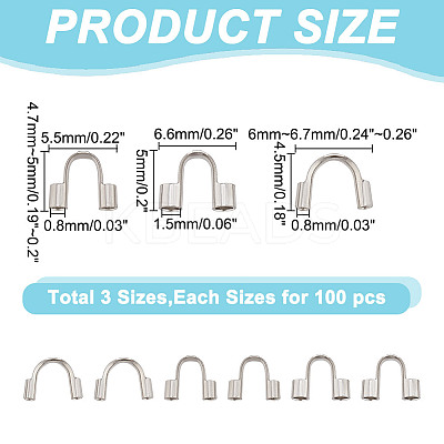 300Pcs 3 Styles 304 Surgical Stainless Steel Wire Guardian and Protectors STAS-AR0002-29-1