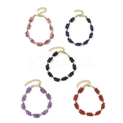 Natural Mixed Stone Grapes Beaded Bracelets for Women BJEW-JB14249-1