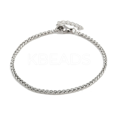 304 Stainless Steel Wheat Chain Bracelets for Unisex BJEW-K282-01A-P-1