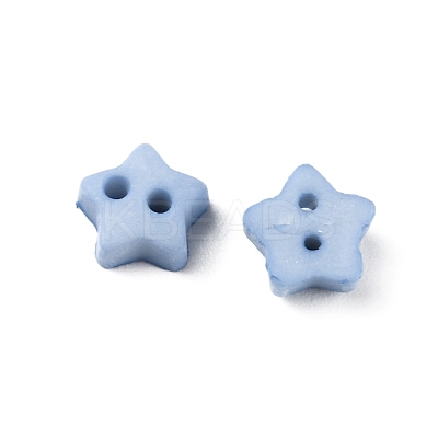 2-Hole Frosted Mini Resin Buttons BUTT-WH0020-28J-1