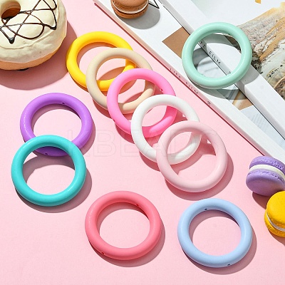 10Pcs 10 Colors Round Ring Food Grade Silicone Focal Beads SIL-CJ0001-32-1