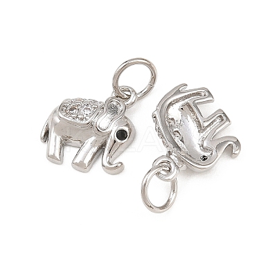 Brass Micro Pave Clear Cubic Zirconia Charms KK-H292-56A-P-1