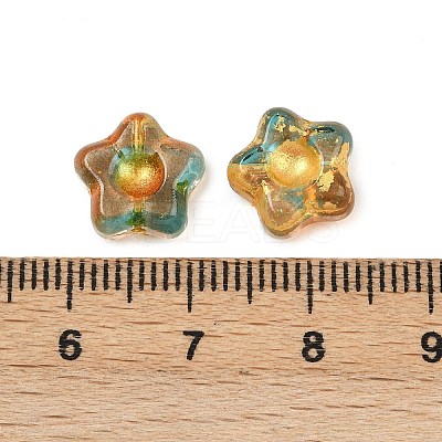 Electroplate and Golden Metal Enlaced Glass Beads EGLA-T029-02E-1