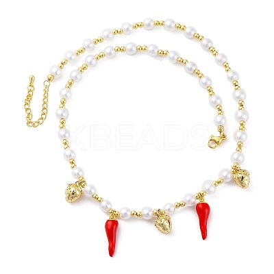 Brass Micro Pave Clear Cubic Zirconia Beaded Necklaces NJEW-Z059-04G-01-1