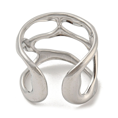 Non-Tarnish 304 Stainless Steel Open Cuff Ring RJEW-C067-25P-1