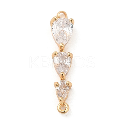 Brass Pave Clear Glass Connector Charms KK-F860-01G-1