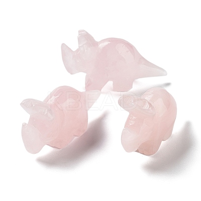 Natural Rose Quartz Carved Healing Rhinoceros Figurines DJEW-P016-01E-1