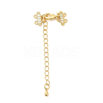 Brass Curb Chain Extenders with Micro Pave Cubic Zirconia KK-I705-17G-1