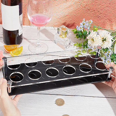 12-Hole Acrylic Shot Glasses Holders ODIS-WH0038-75B-1