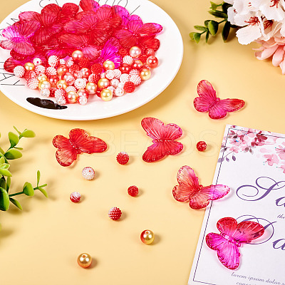 100Pcs 4 Styles  Acrylic with Plastic Imitation Pearl Beads OACR-TA0002-88-1