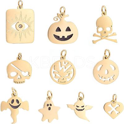 10Pcs 10 Style 304 & 316 Surgical Stainless Steel  Pendants STAS-UN0033-44-1