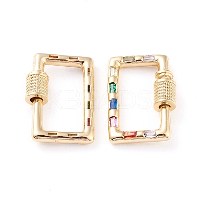 Brass Micro Pave Cubic Zirconia Screw Carabiner Lock Charms ZIRC-L093-57G-1