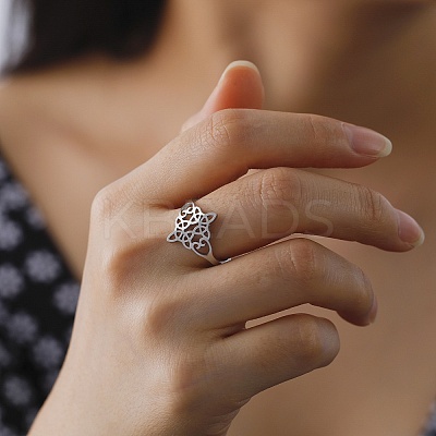 Non-Tarnish Sailor's Knot 304 Stainless Steel Hollow Open Cuff Ring for Men Women LS-RJEW-E073-05P-1