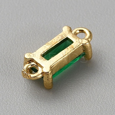 Light Gold Plated Brass Pave Glass Connector Charms KK-CJC0001-34KCG-04-1