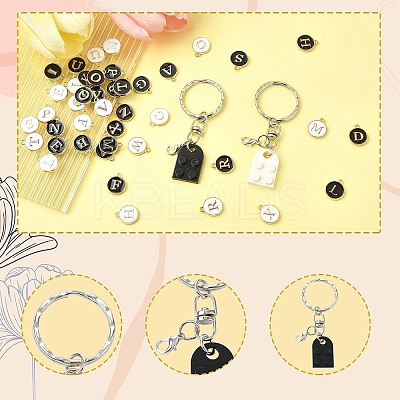 DIY Alphabet Alloy Enamel  & Building Blocks Resin Pendant Keychain Making Kits DIY-CJ0002-80-1