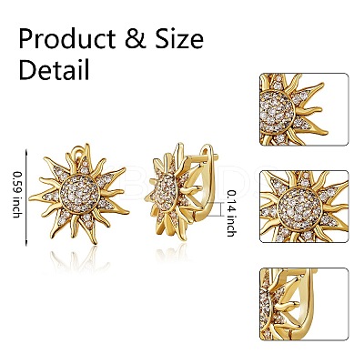 Sun Shape Clear Cubic Zirconia Huggie Hoop Earring for Her EJEW-SZ0001-53-RS-1