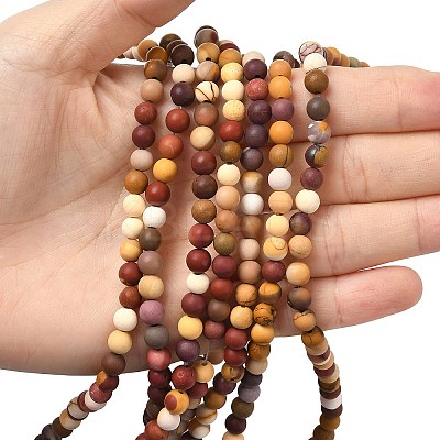 Frosted Round Natural Mookaite Beads Strands G-N0166-65-6mm-1