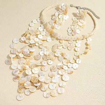 Shell Multi-Layer Disc Necklaces & Stud Earring Sets for Women WG912B9-03-1