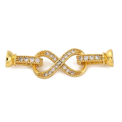 Brass Micro Pave Clear Cubic Zirconia Fold Over Clasps KK-A230-14G-1