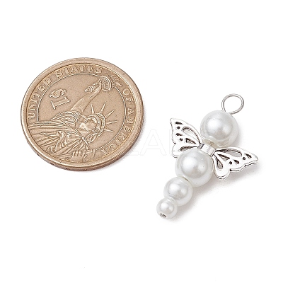 Pearlized Glass Pearl Bead Pendants PALLOY-JF03203-06-1