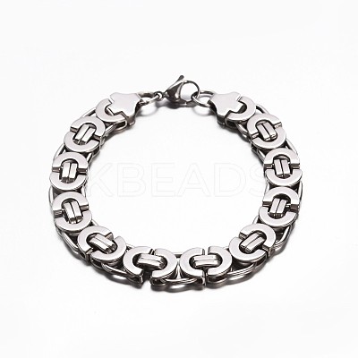 Tarnish Resistant 201 Stailess Steel Byzantine Chain Bracelets LS-BJEW-G469-12P-1