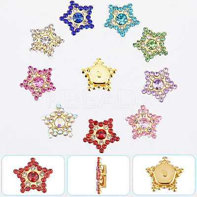 108Pcs 9 Colors Star Sew on Rhinestone OACR-GF0001-13-1