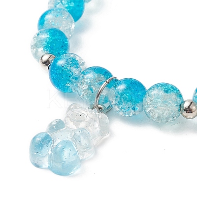Bling Galss Round Beaded Stretch Bracelet BJEW-JB09241-1