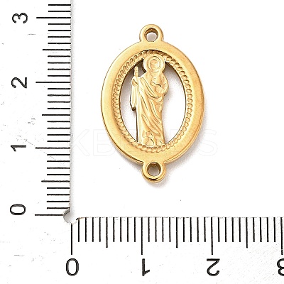 304 Stainless Steel Rhinestone Oval with Saint Jude Connector Charms STAS-H479-01G-1