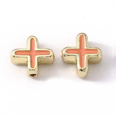 Rack Plating Alloy Enamel Beads ENAM-S122-035-NR-1