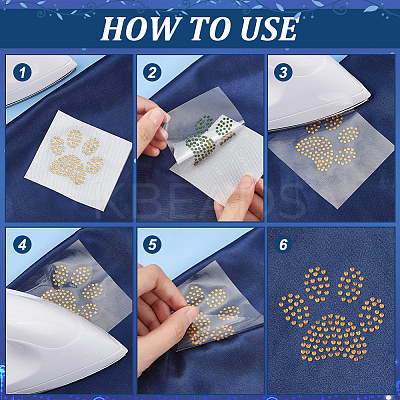 Paw Print Hotfix Glass Rhinestone LS-DIY-WH0453-71B-02-1