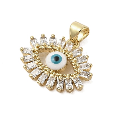 Evil Eye Rack Plating Brass Micro Pave Cubic Zirconia Pendants KK-Z074-16G-1