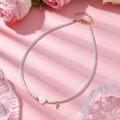 Brass Micro Pave Grade AAA Cubic Zirconia Letter Pendant Necklaces NJEW-JN04771-16-1