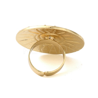 Big Flat Round with Sun Alloy Open Cuff Rings for Women LS-RJEW-U006-04G-1